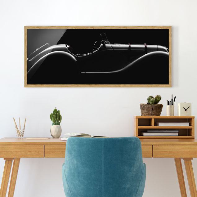 Tableaux encadrés noir et blanc Silhouette de voiture vintage