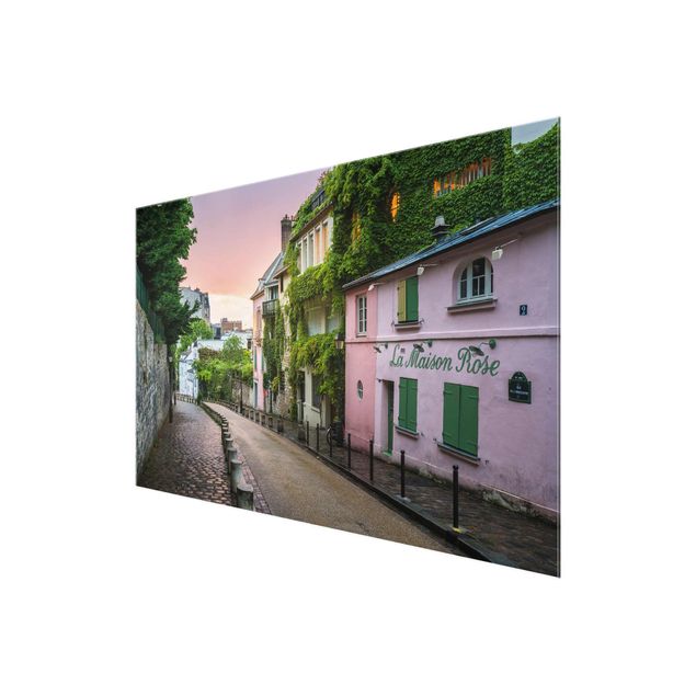 Tableaux en verre architecture & skyline Crépuscule de couleur rose à Paris