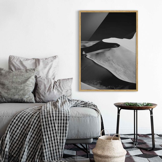 Tableaux encadrés noir et blanc Désert - Dunes Abstraites