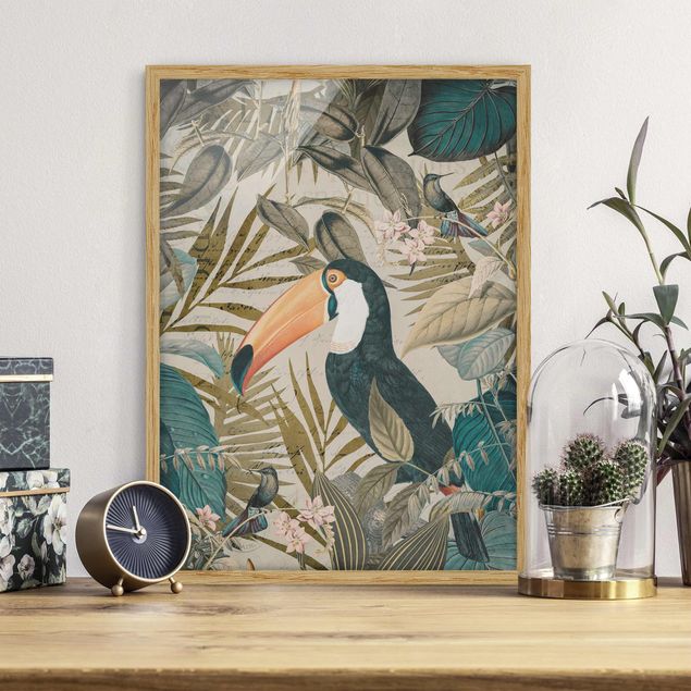 Décorations cuisine Collage vintage - Toucan dans la jungle