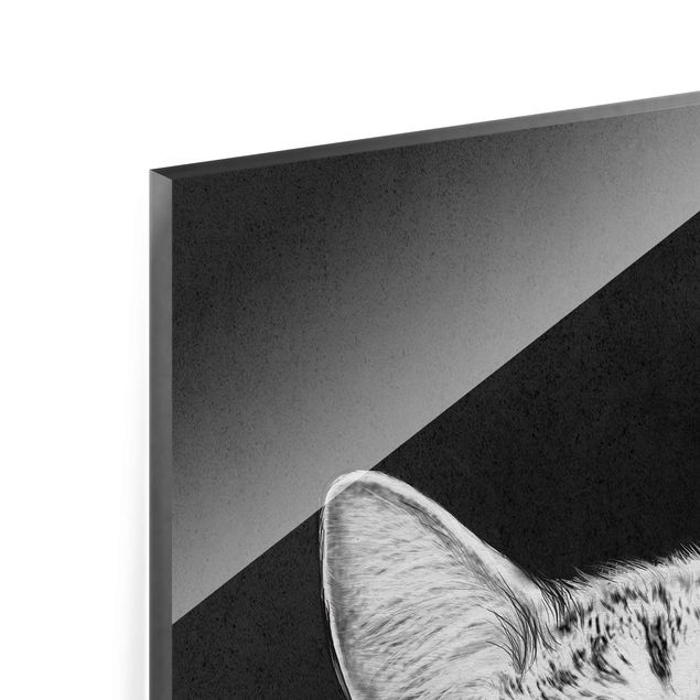 Tableaux animaux Illustration Chat Noir Et Blanc Dessin