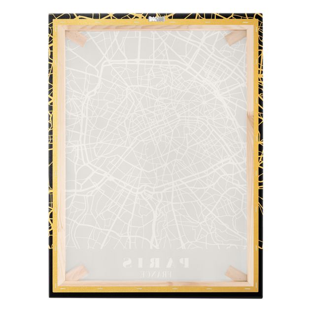 Tableaux toile Plan de ville de Paris - Noir classique