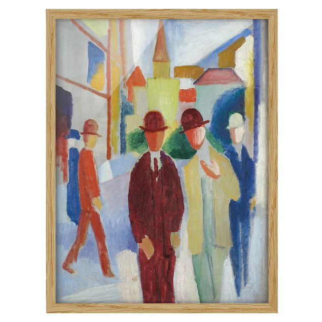 Tableau moderne August Macke - Rue lumineuse avec des gens