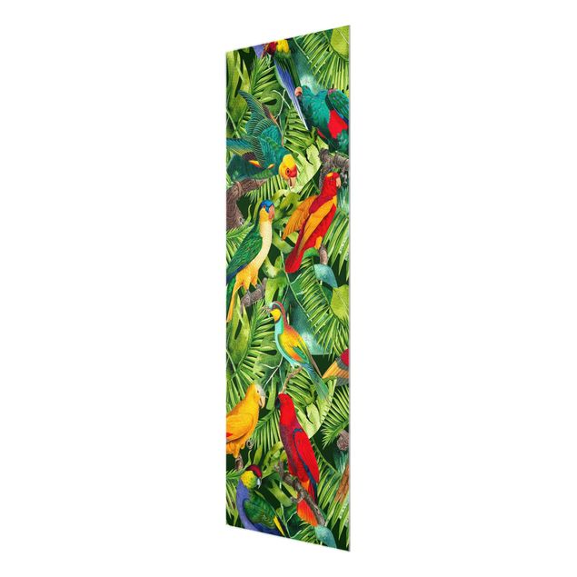 Tableaux multicolore Collage coloré - Perroquets dans la jungle