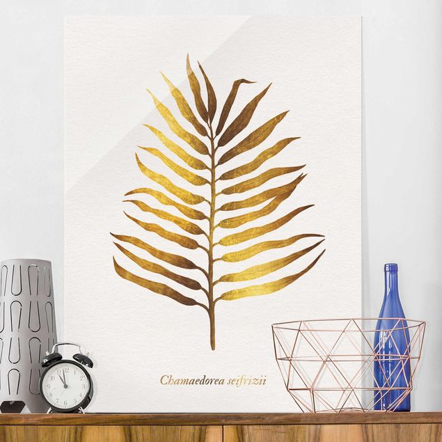 Tableau en verre - Gold - Palm Leaf II