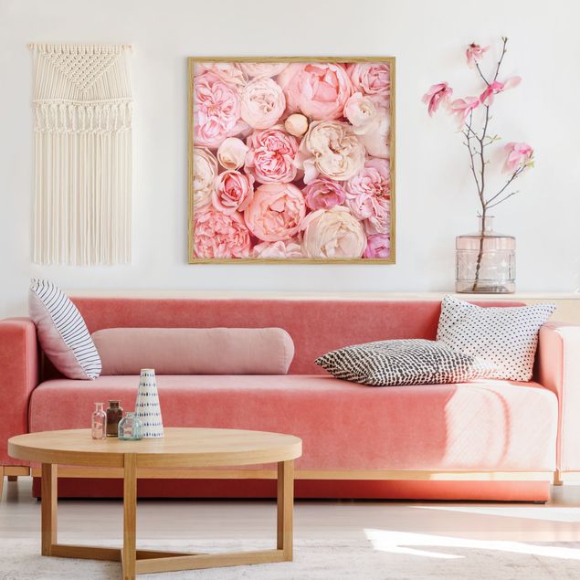 Tableau moderne Roses Coral Shabby en rose