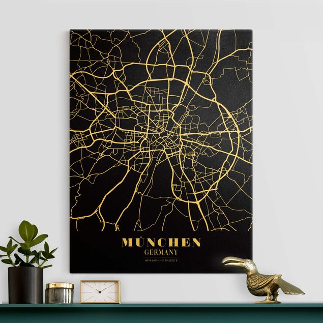 Décorations cuisine Plan de ville de Munich - Noir classique