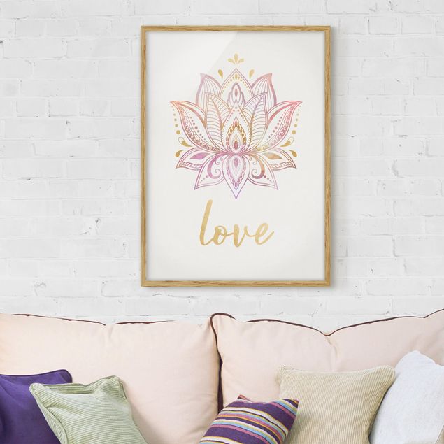 Déco murale cuisine Illustration Lotus Love Or Rose Clair