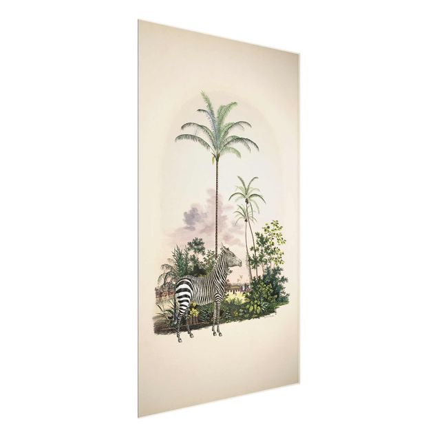 Cadre animaux Illustration de Zèbre Devant Des Palmiers