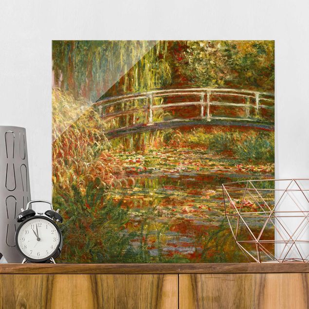 Tableau nature Claude Monet - Étang de nénuphars et pont japonais (Harmonie en rose)