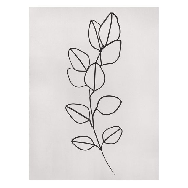 Tableaux fleurs Line Art Branches Feuilles Noir et Blanc