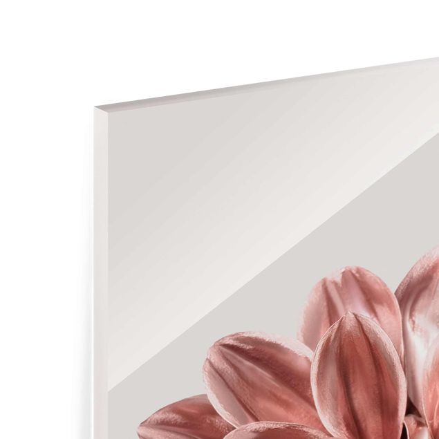 Tableaux Fleur de dahlia rose or métallique