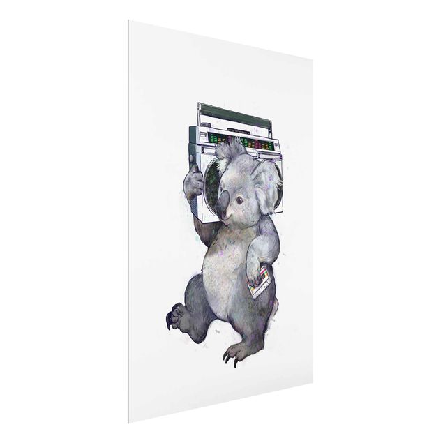 Tableau poisson Illustration Koala avec Radio Peinture