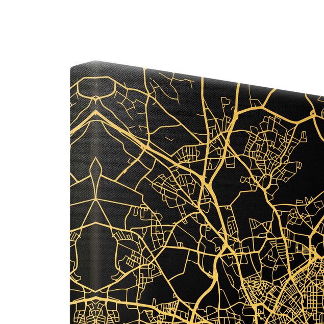 Tableaux toile Plan de ville de Hambourg - Noir classique