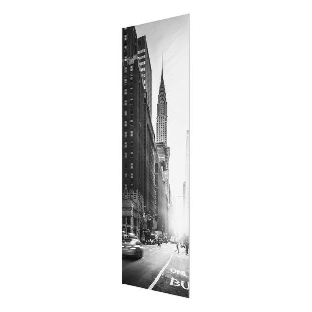 Tableaux en verre noir et blanc New York animée