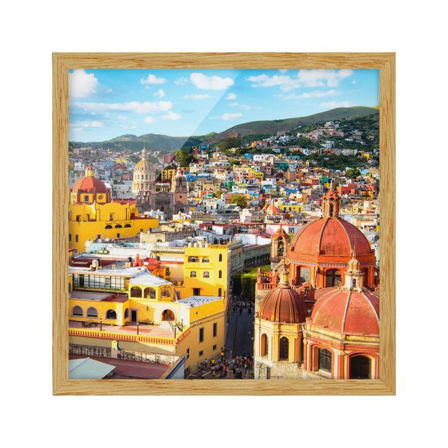 Tableaux encadrés reproductions Maisons colorées Guanajuato