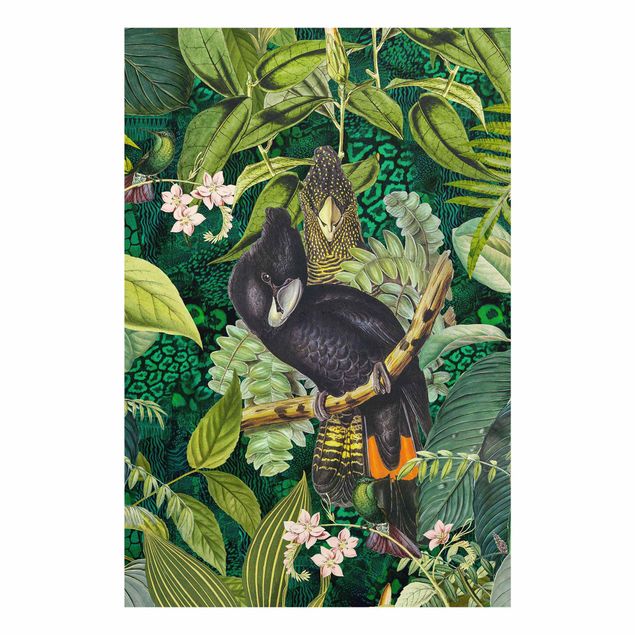 tableaux floraux Collage coloré - Cacatoès dans la jungle