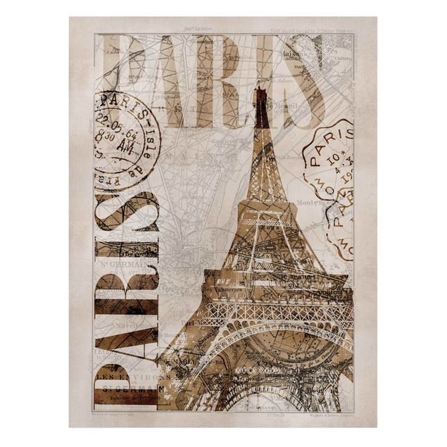 Tableau vintage Collage Shabby Chic - Paris