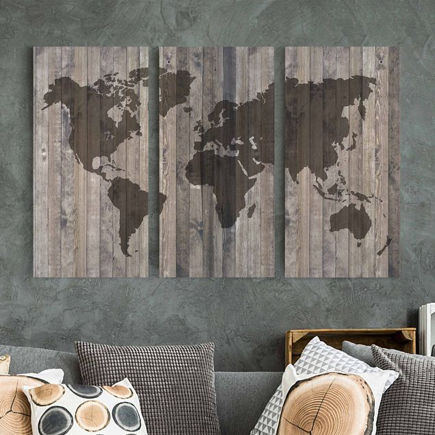 Tableaux moderne Carte du monde en bois