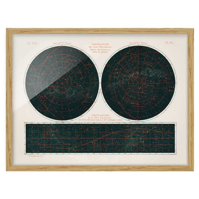 Tableaux carte du monde Illustration vintage Constellations