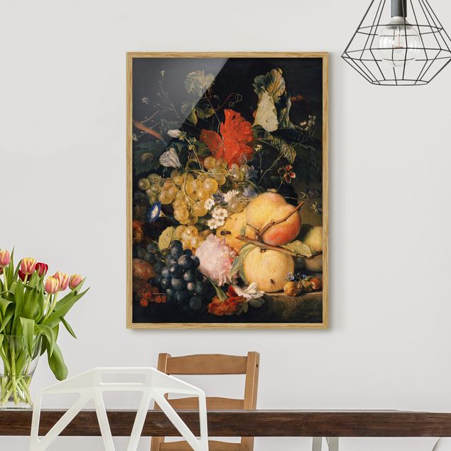 Tableau artistique Jan van Huysum - Fruits, fleurs et insectes