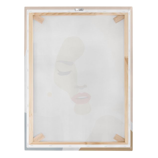 Tableaux muraux Line Art Portrait Femme Beige Pastel