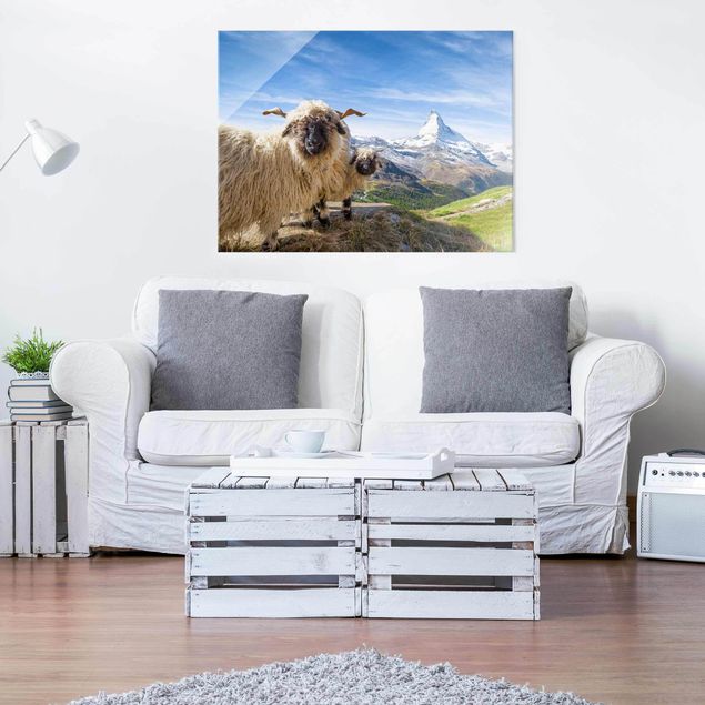 Tableau paysage Moutons à nez noir de Zermatt