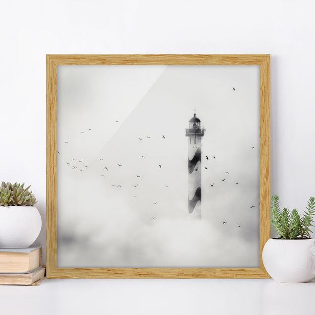 Affiches encadrées plage & mer Phare Dans Le Brouillard