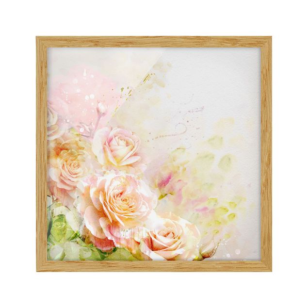 Tableaux fleurs Composition de roses à l'aquarelle