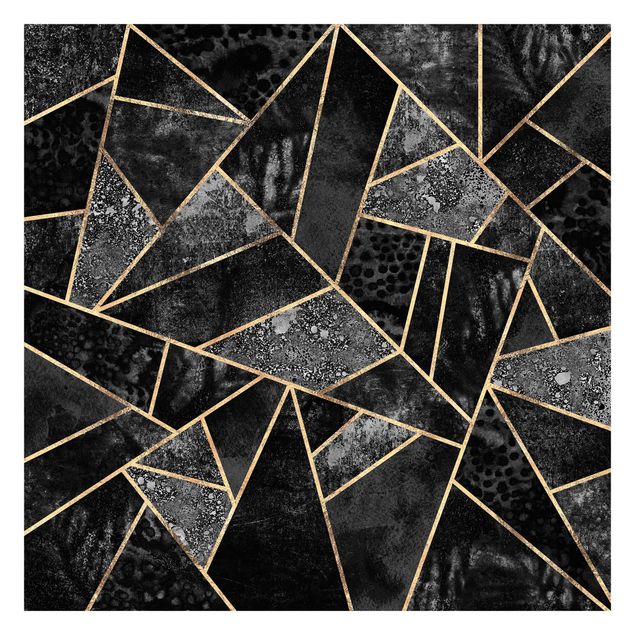 Tapisserie noir Triangles gris dorés