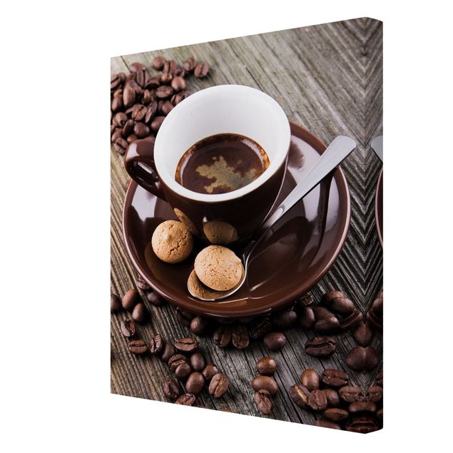 Tableau marron moderne Tasses à café avec grains de café