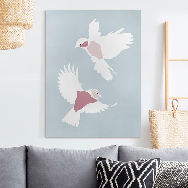 Tableau Line Art Line Art Pigeons Pastel