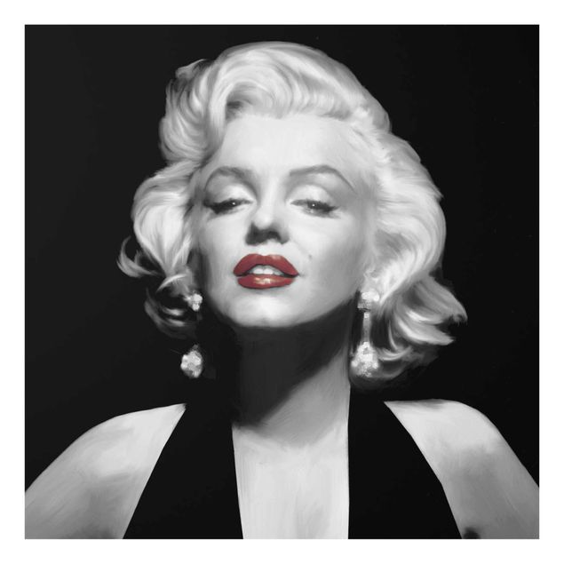 Tableaux noir et blanc Marilyn aux lèvres rouges
