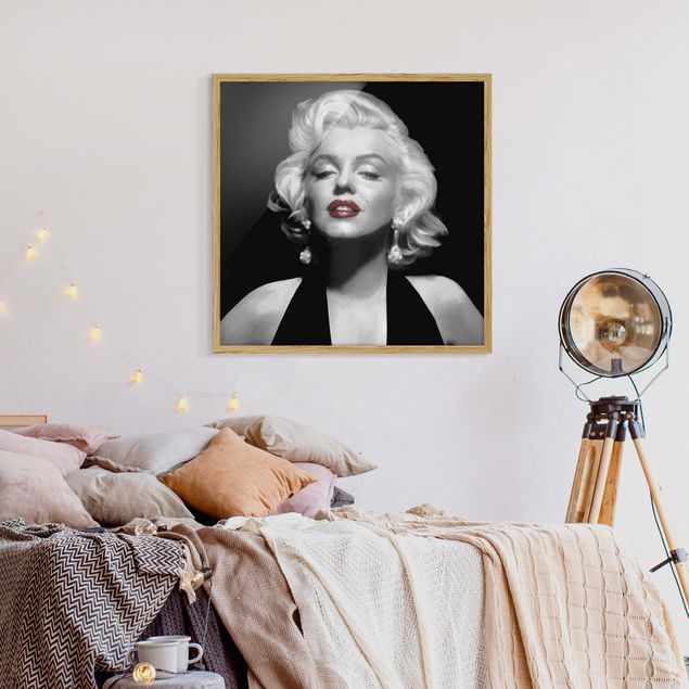 Tableaux encadrés vintage Marilyn aux lèvres rouges