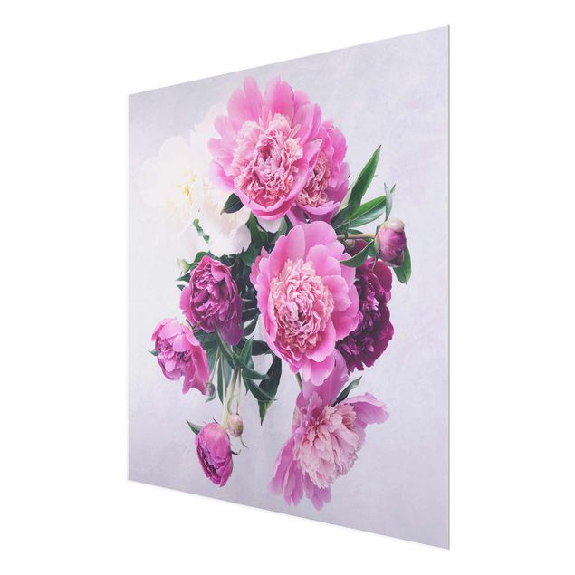 tableaux floraux Pivoines Shabby Rose Blanc