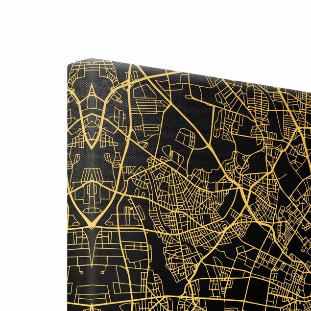 Tableau sur toile or - Copenhagen City Map - Classic Black