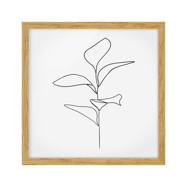 Affiches encadrées noir et blanc Line Art Feuilles de plantes Noir et Blanc