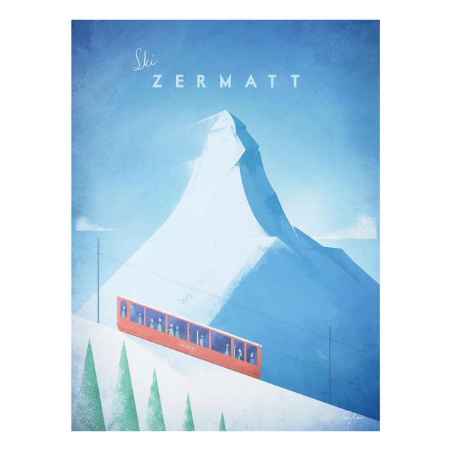 Tableau verre montagne Poster de voyage - Zermatt