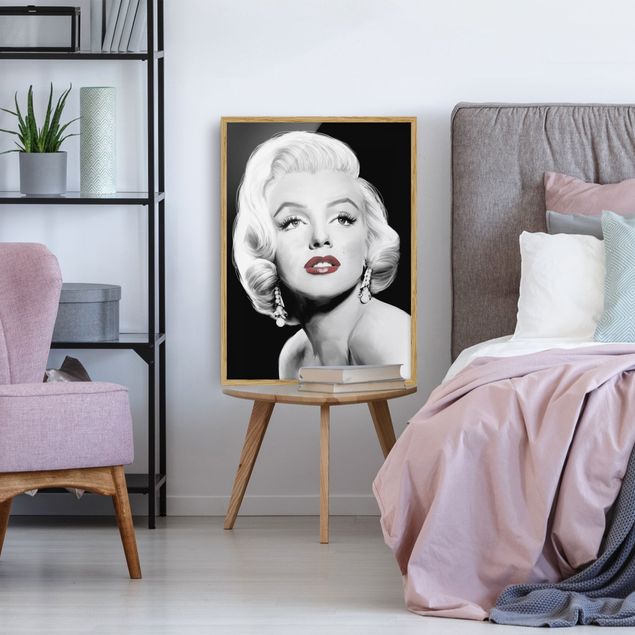 Tableaux encadrés vintage Marilyn avec des boucles d'oreilles
