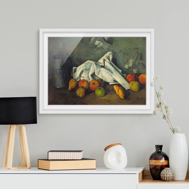 Toile impressionniste Paul Cézanne - Nature morte avec bidon de lait et pommes