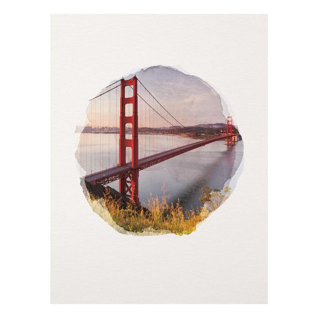 Tableau de ville Aquarelles - Golden Gate Bridge à San Francisco