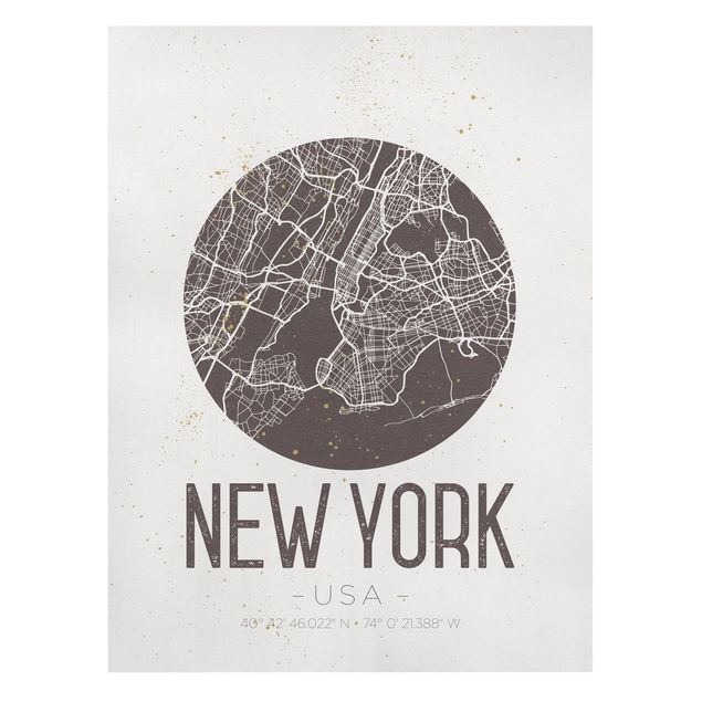 Tableau moderne Plan de la ville de New York - Rétro