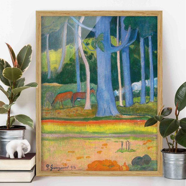 Décorations cuisine Paul Gauguin - Paysage avec des troncs d'arbres bleus