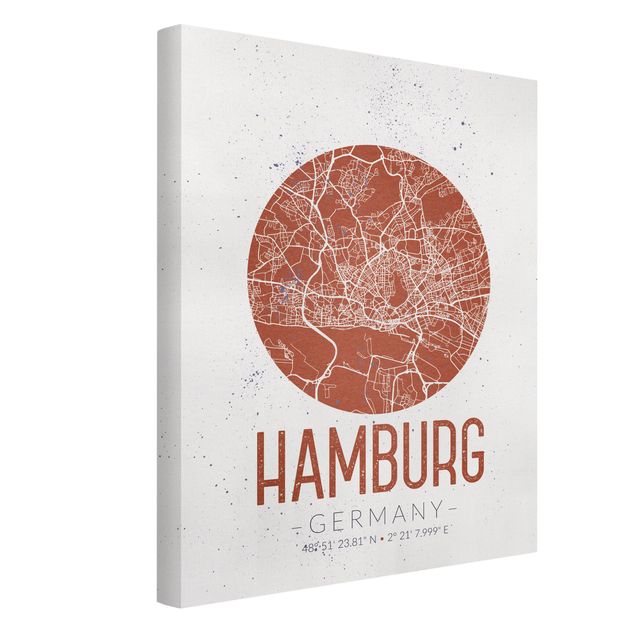 Tableau moderne Plan de ville de Hambourg - Rétro