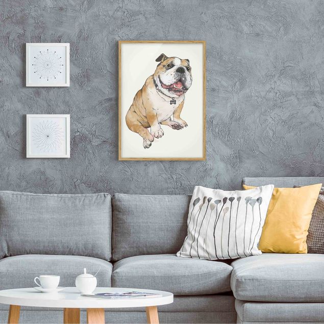 Tableaux encadrés animaux Illustration Chien Bulldog Peinture