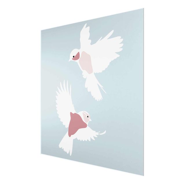 Tableaux reproductions Line Art Pigeons Pastel