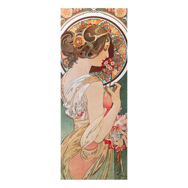 Tableaux en verre fleurs Alfons Mucha - La primevère