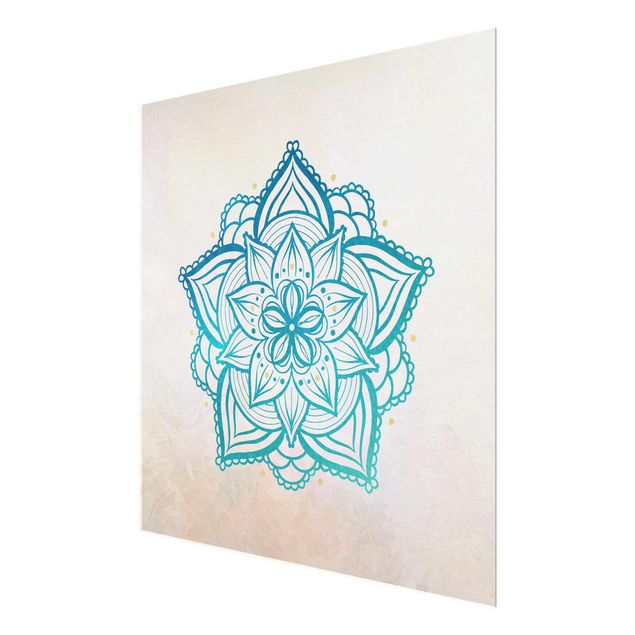 Tableaux turquoise Illustration Mandala Mandala Or Bleu