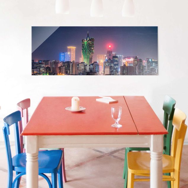 Tableaux en verre architecture & skyline Nuit illuminée à Macao