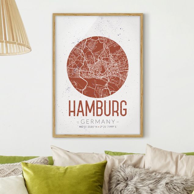 Décorations cuisine Plan de ville de Hambourg - Rétro